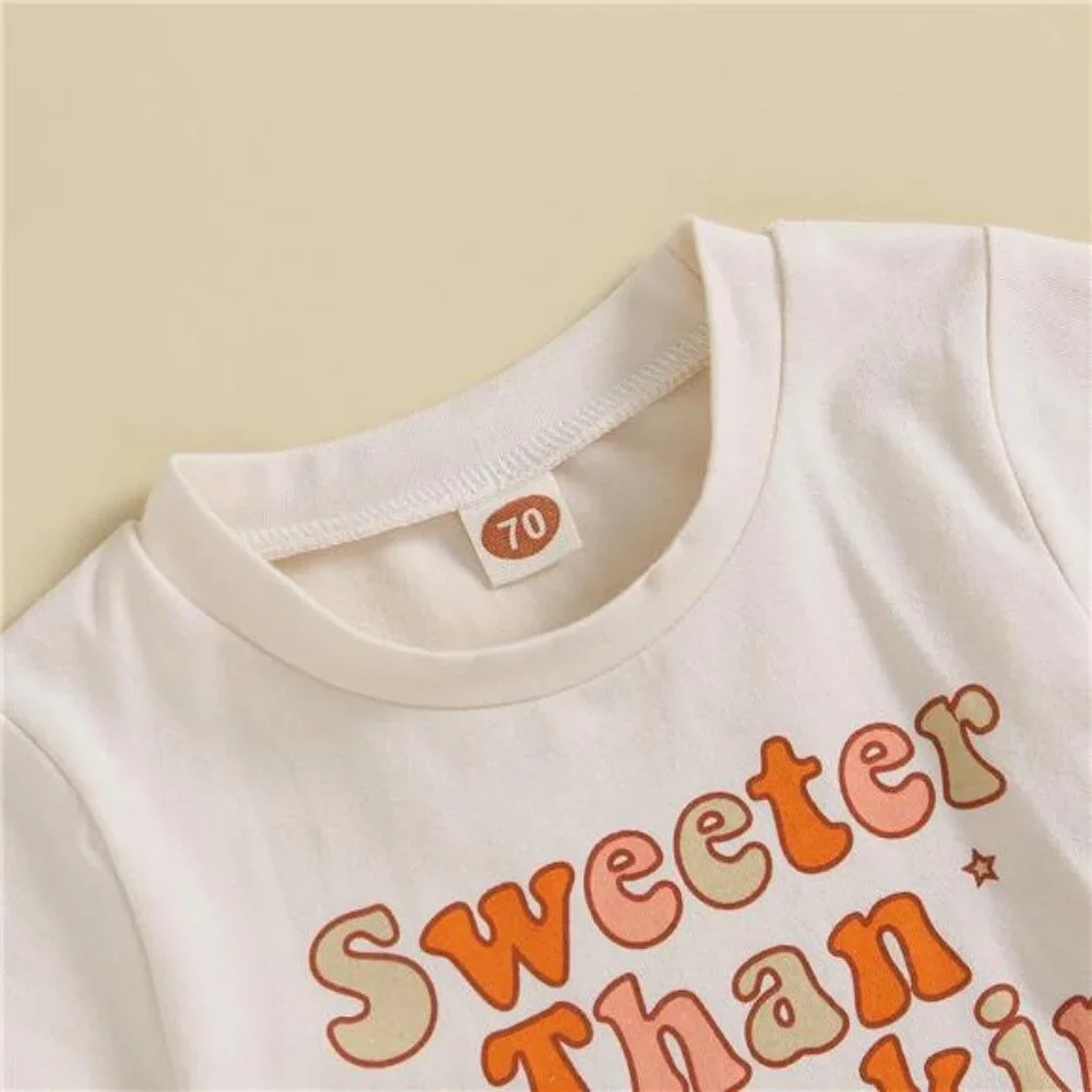 Baby Girl Fall Halloween Outfit Pumpkin Printed Sweatshirt Tops Flare‎ Pants Set